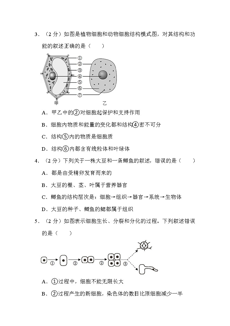 2022年山东省临沂市中考生物试卷解析版02