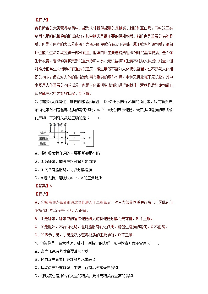 第2章 人体的营养（测试卷）-七年级生物下册章末知识总结+检测卷（人教版）03