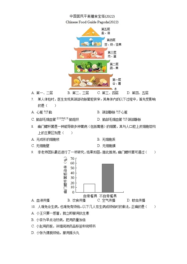 2022年山西省阳泉市中生物试卷（含答案解析）02