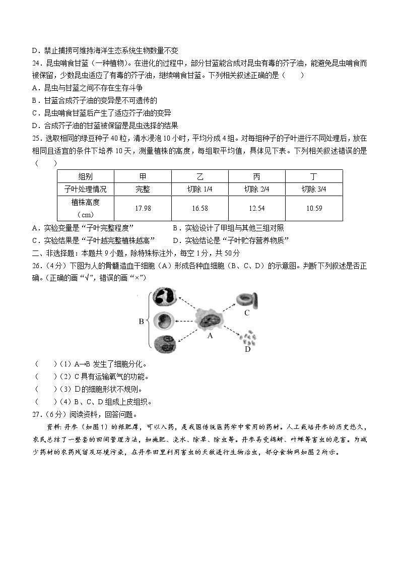 2022年福建省中考生物真题(word版含答案)第3页