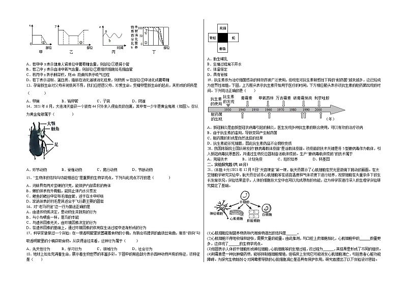 2022年河南省中考复习冲刺模拟训练生物试卷(word版含答案)02