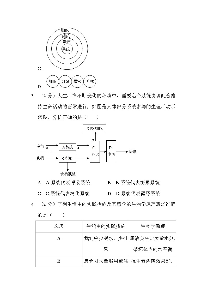 2022年湖北省随州市中考生物试卷解析版02