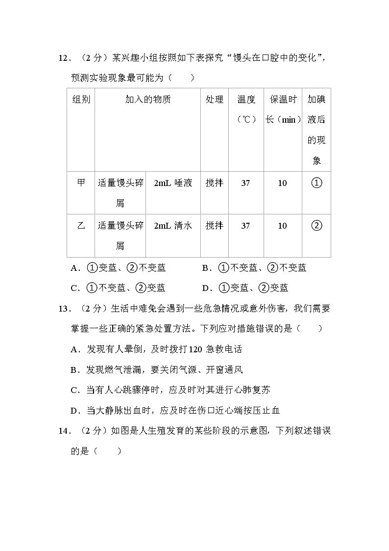 2022年广东省中考生物试卷解析版03