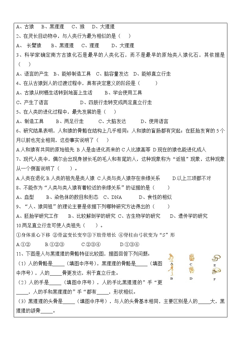 鲁科版五四教材 生物学七年级上册 导学案 全册02