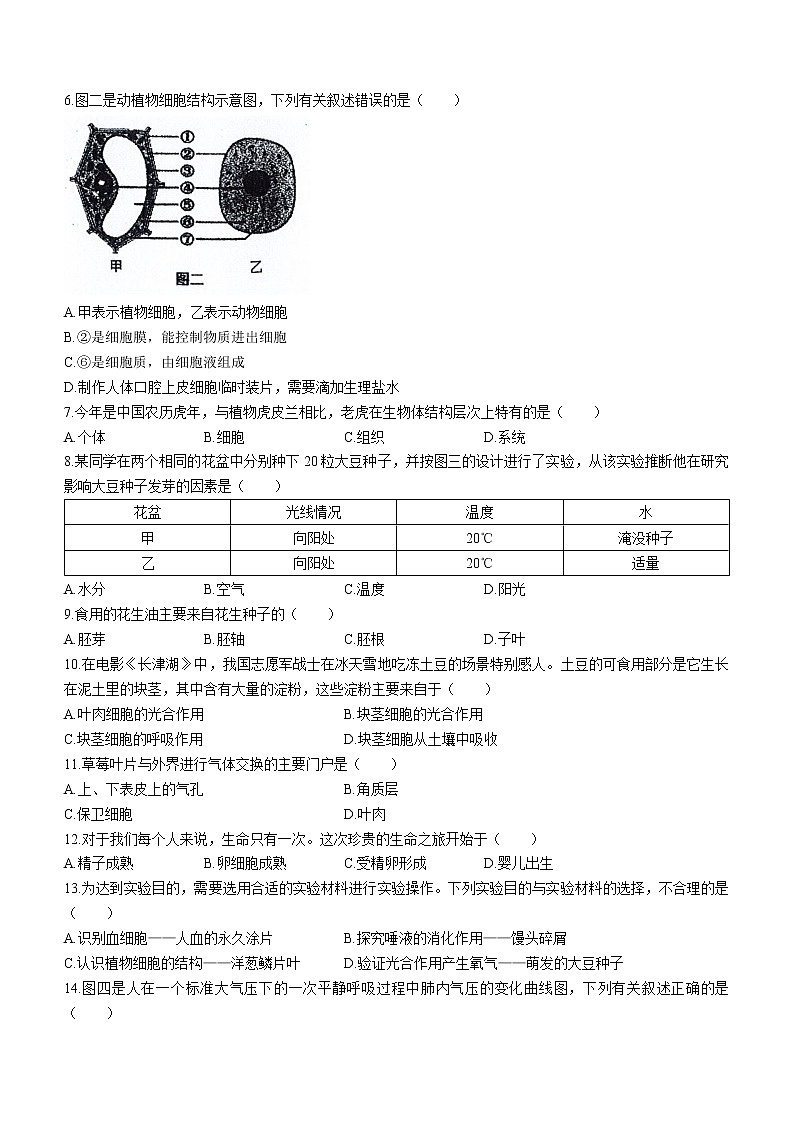 2022年广西柳州市柳东新区中考二模生物试题02