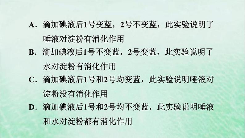 人教版七年级生物下册期末复习冲刺阶段综合训练生物圈中的人课件06