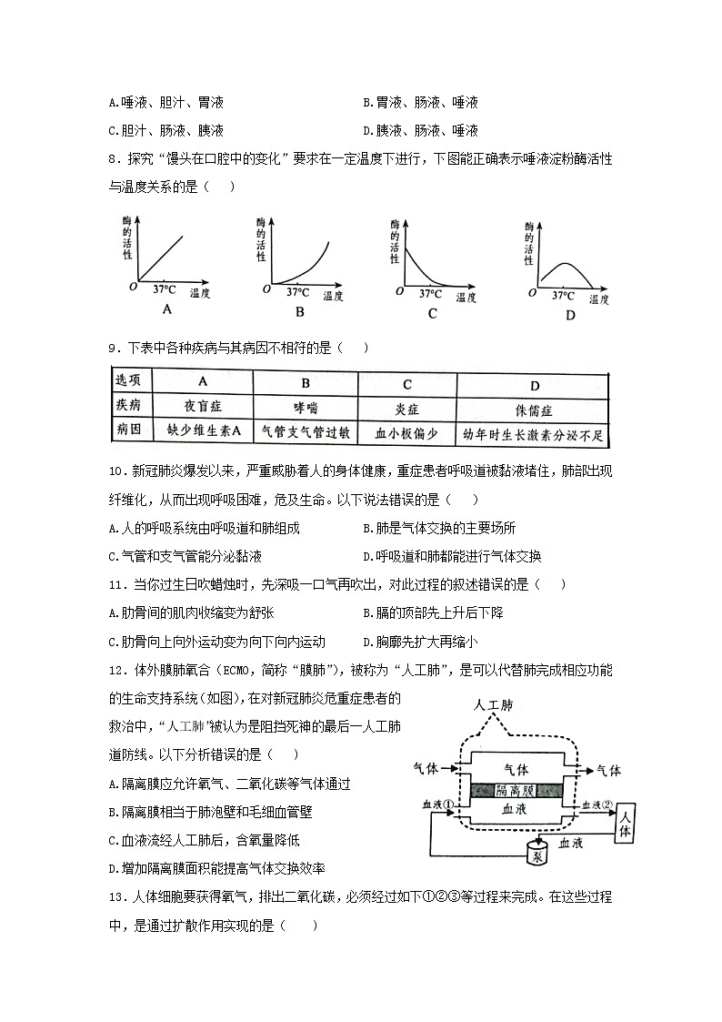 广东省深圳市龙岗区2021-2022学年七年级下学期期末考试生物试题(word版含答案)第2页