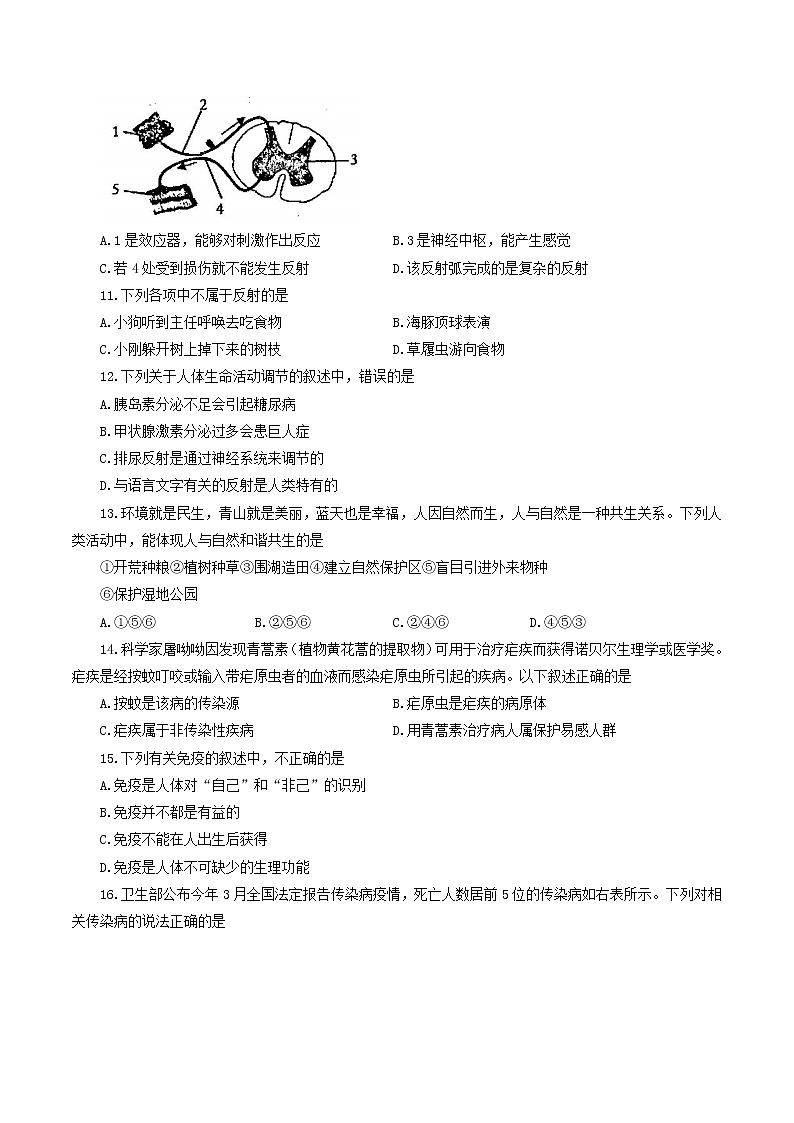 山东省东营市广饶县2021-2022学年七年级下学期期末考试生物试题(word版含答案)03