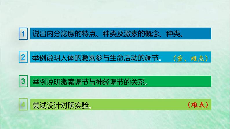 人教版七年级生物下册第4单元生物圈中的人第6章人体生命活动的调节第4节激素调节课件第3页