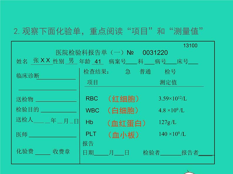 人教版七年级生物下册第4单元生物圈中的人第4章人体内物质的运输第1节流动的组织-血液课件04