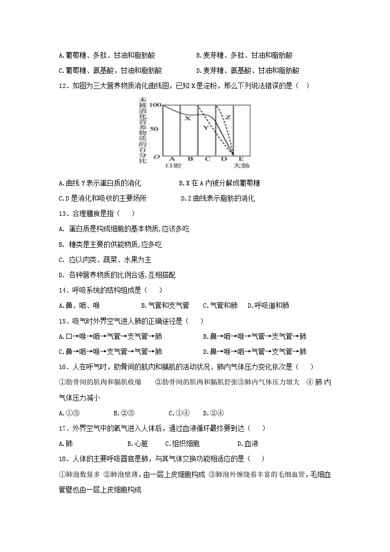 黑龙江省大庆市龙凤区2021-2022学年六年级（五四学制）下学期期末考试生物试题(word版含答案)第2页
