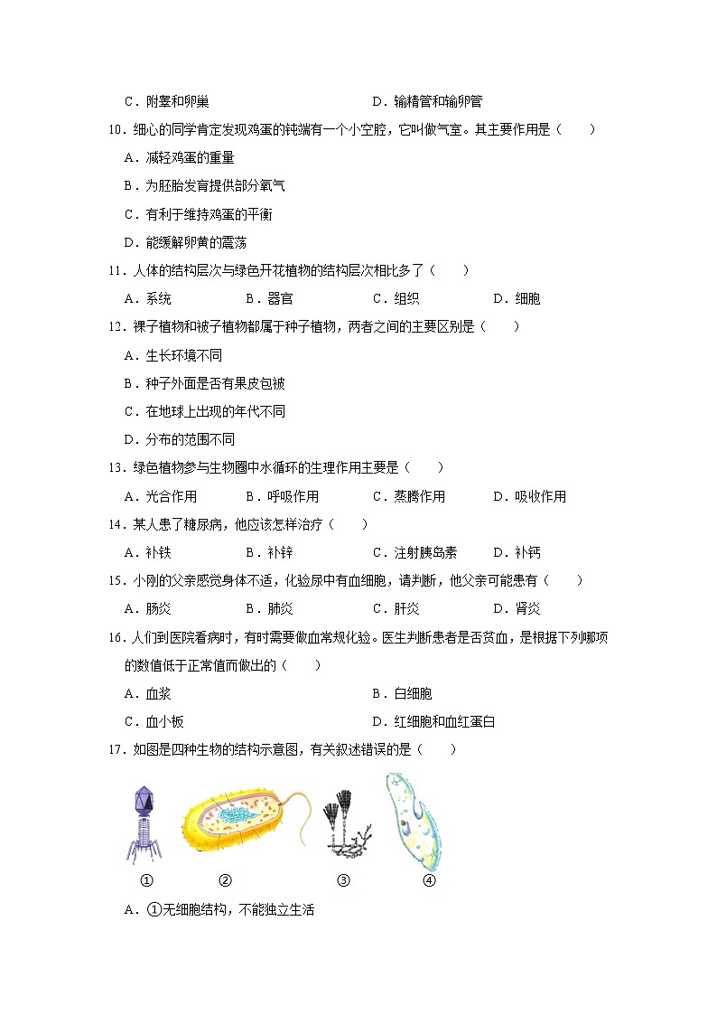 2022年黑龙江省生物中考模拟试卷（答案版） (7)02