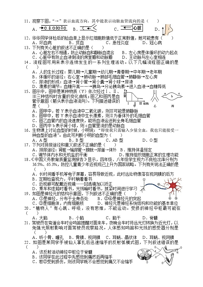 湖南省张家界市永定区2021-2022学年七年级下学期期末质量监测生物试题（含答案）02