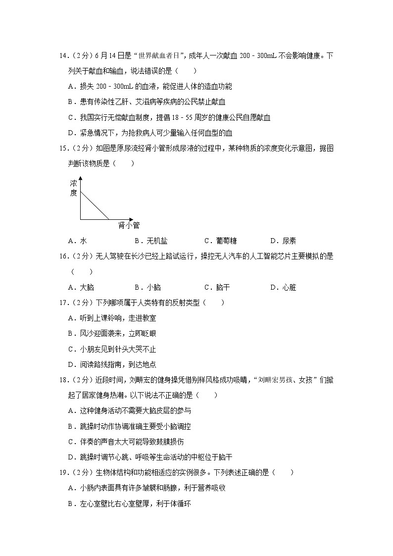 湖南省株洲市荷塘区2021-2022学年七年级第二学期期末生物试卷（含答案）第3页