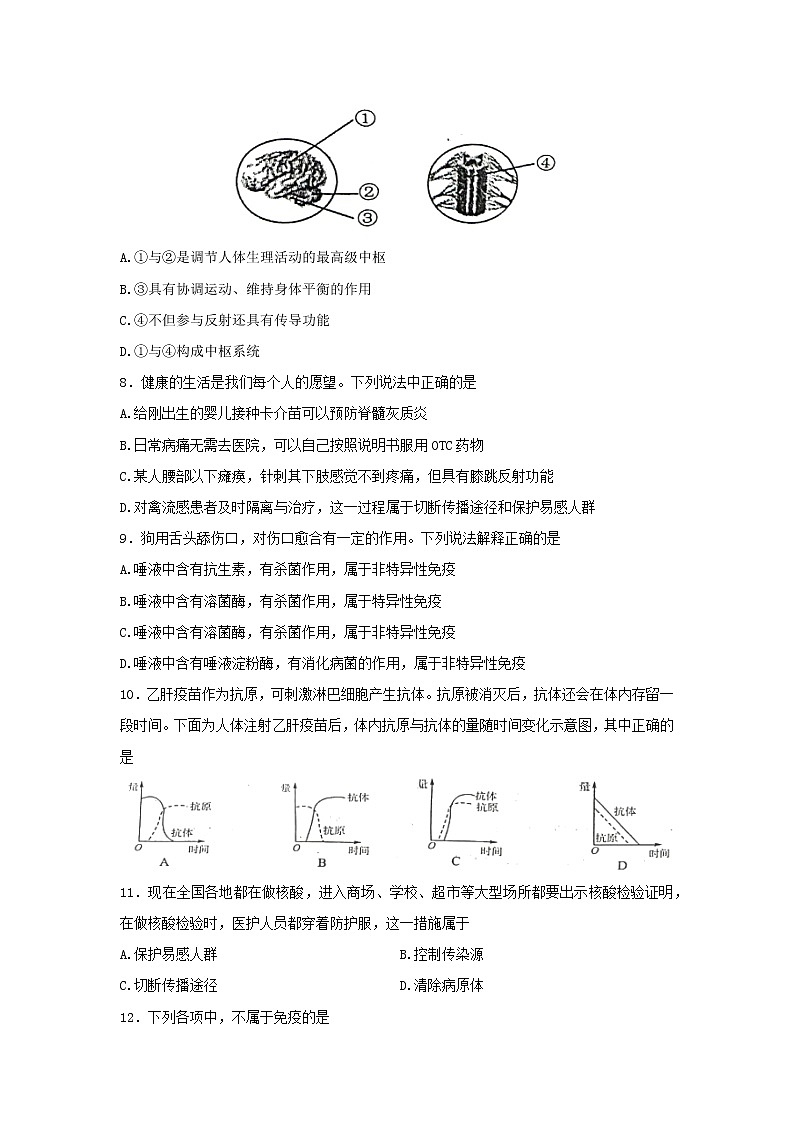 山东省菏泽市巨野县2021-2022学年七年级下学期期末考试生物试题(word版含答案)第2页