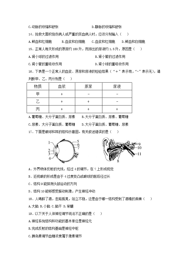 福建省福州市仓山区九校2021-2022学年七年级下学期期末联考生物试题(word版含答案)第3页