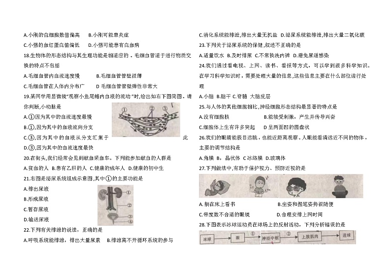 陕西省神木市2021-2022学年七年级下学期期末检测生物试题(word版含答案)03