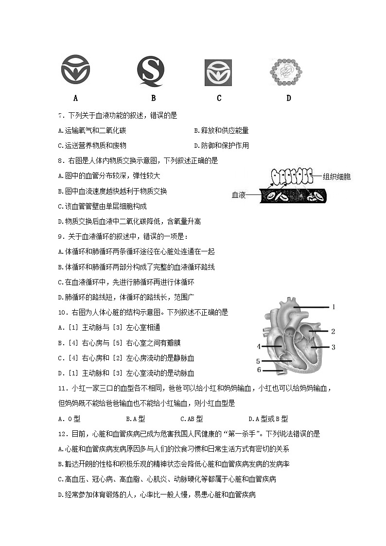 重庆市长寿区2021-2022学年七年级下学期期末学业质量监测生物试题(word版含答案)第2页