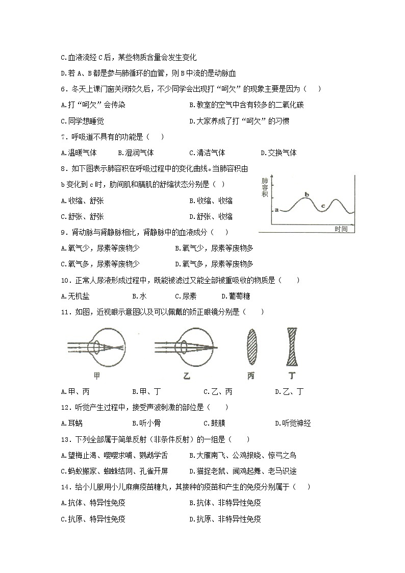 重庆市忠县2021-2022学年七年级下学期期末考试生物试题(word版含答案)02