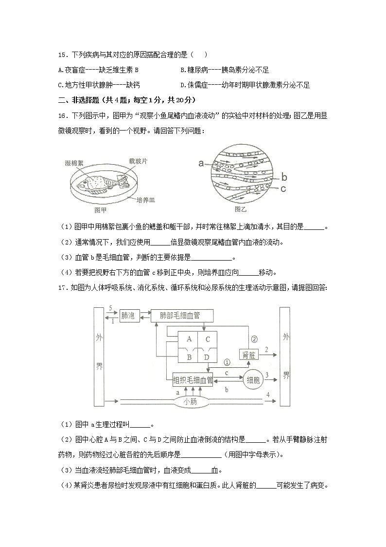 重庆市忠县2021-2022学年七年级下学期期末考试生物试题(word版含答案)03