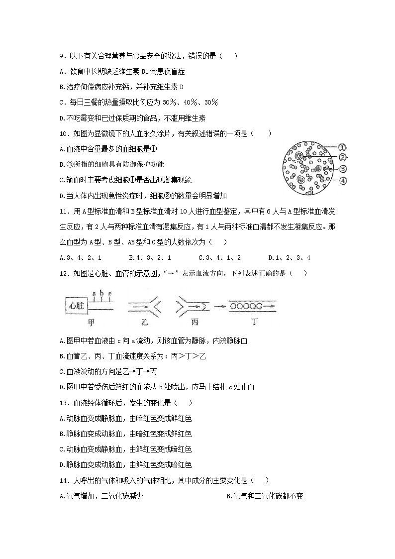 甘肃省酒泉市2021-2022学年七年级下学期期末质量检测生物试题(word版含答案)02