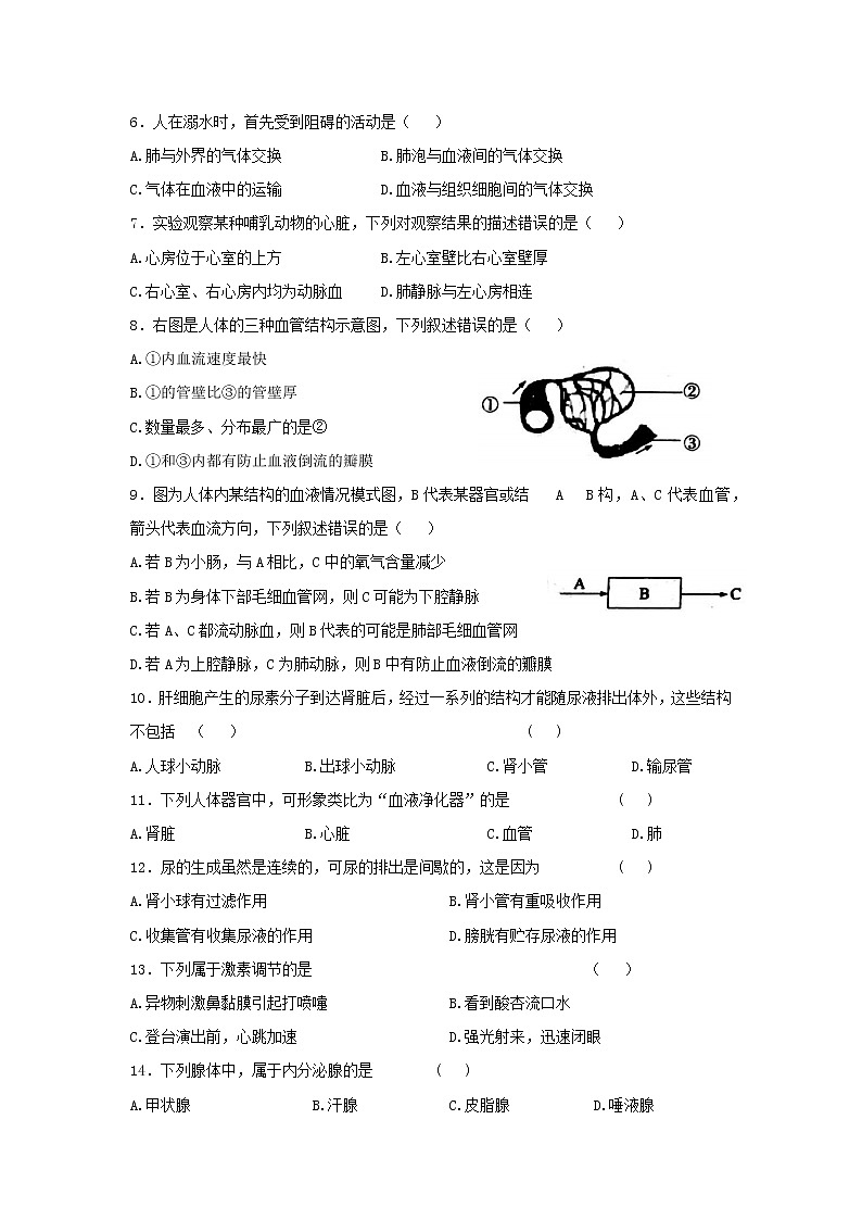山东省菏泽市单县2021-2022学年七年级下学期期末考试生物试题(word版含答案)第2页
