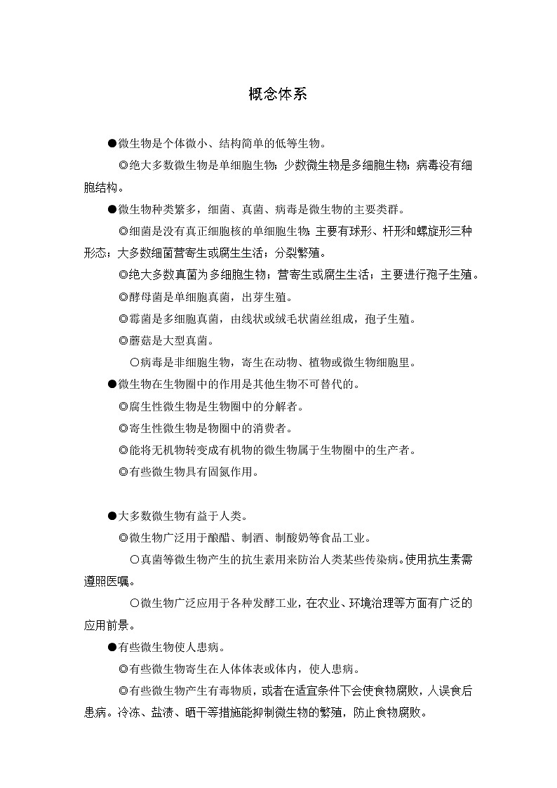 北师大生物八上第18章《生物圈中的微生物》概念体系第1页