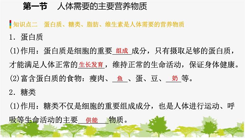 苏教版七年级生物下册 第九章 第一节  人体需要的主要营养物质课件06