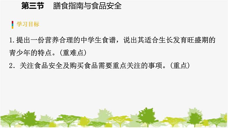 苏教版七年级生物下册 第九章 第三节    膳食指南与食品安全课件第3页