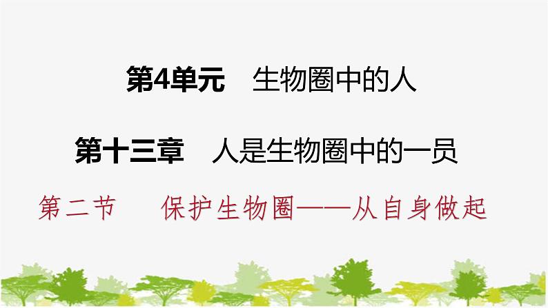 苏教版七年级生物下册 第十三章 第二节　保护生物圈——从自身做起课件01