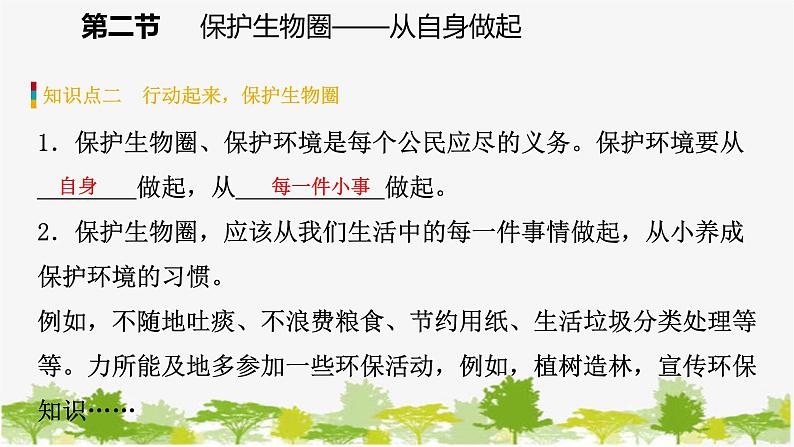 苏教版七年级生物下册 第十三章 第二节　保护生物圈——从自身做起课件06