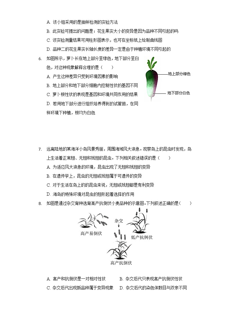 20.1遗传和变异现象  北师大版初中生物八年级上册同步练习（含答案解析）02