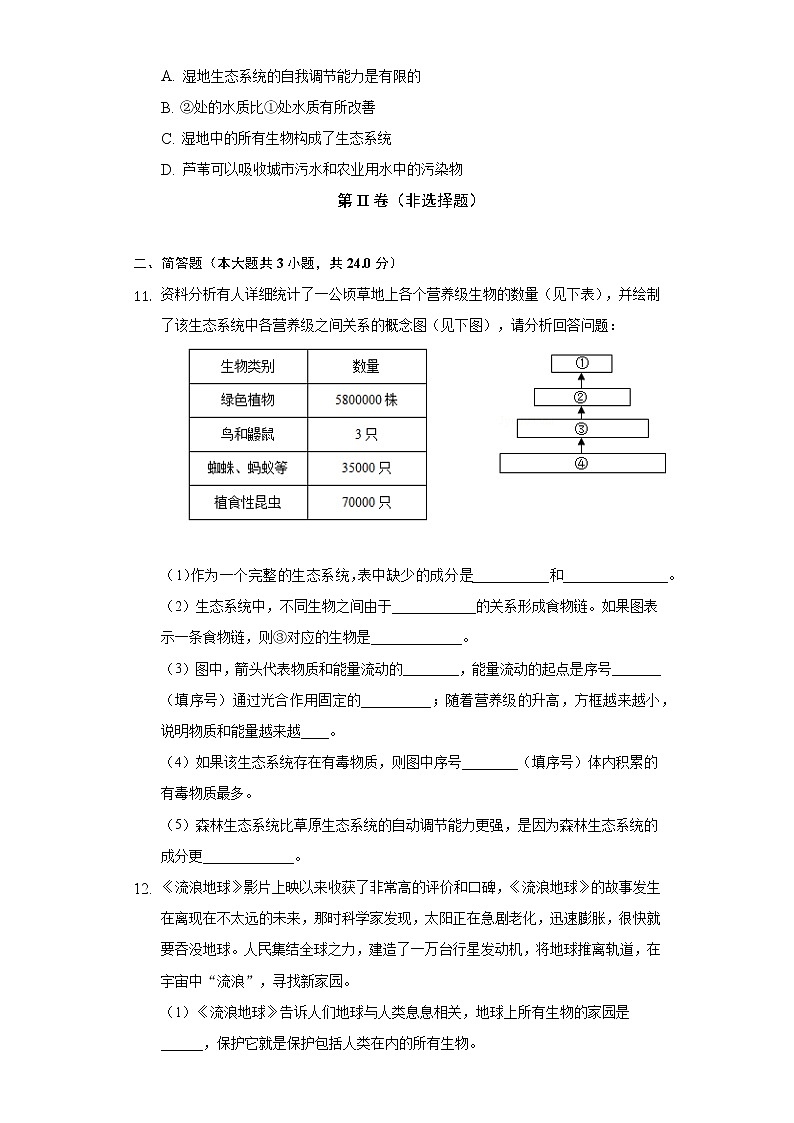 3.1多种多样的生态系统 苏科版初中生物七年级上册同步练习（含答案解析）03