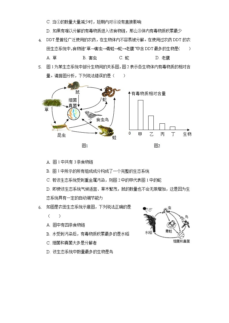 6.2食物网  苏科版初中生物七年级上册同步练习（含答案解析）02