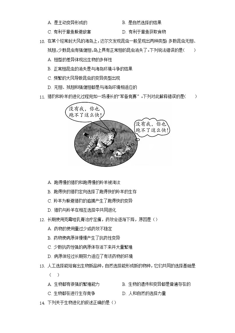 16.3生物进化的学说  苏教版初中生物八年级上册同步练习（含答案解析）03