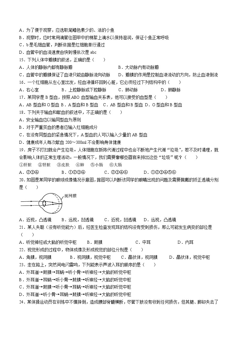 河北省保定市安新县2021-2022学年七年级下学期期末生物试题(word版含答案)第3页