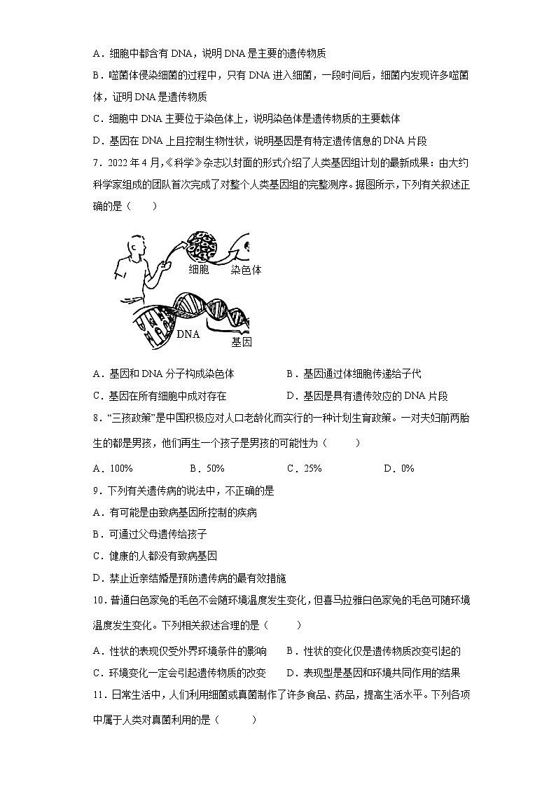 安徽省滁州市定远县青山学校2021-2022学年八年级下学期期末生物试卷(word版含答案)第2页