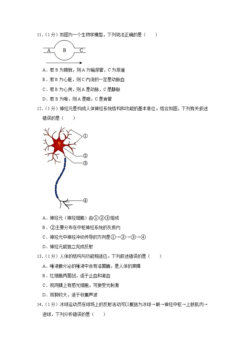 河南省安阳市滑县2021-2022学年七年级下学期期末生物试卷(word版含答案)03
