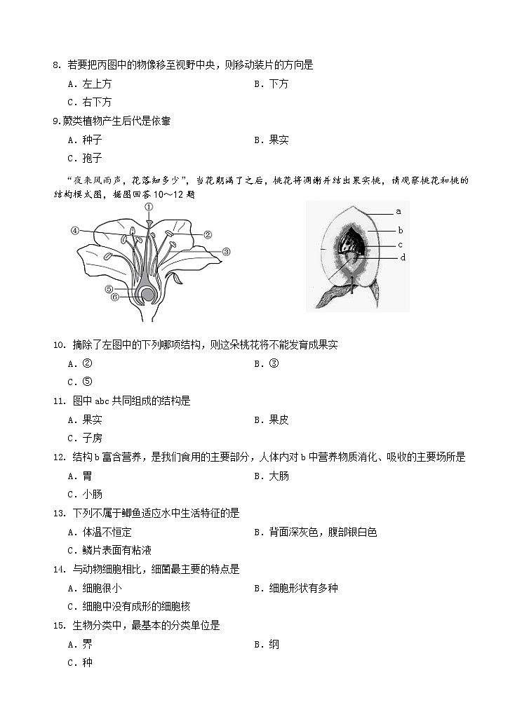 江苏省淮安市淮安区2021-2022学年七年级下学期期末生物试卷(word版含答案)02