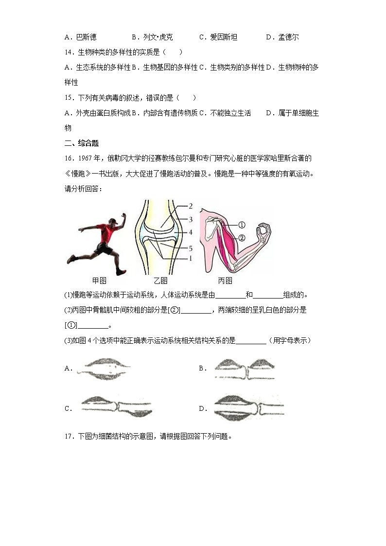 黑龙江省哈尔滨市巴彦县2021-2022学年八年级上学期期末生物试题(word版含答案)第2页