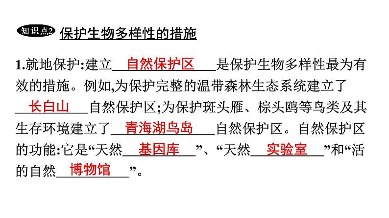 人教版生物八年级上册6.3 保护生物的多样性 课件08