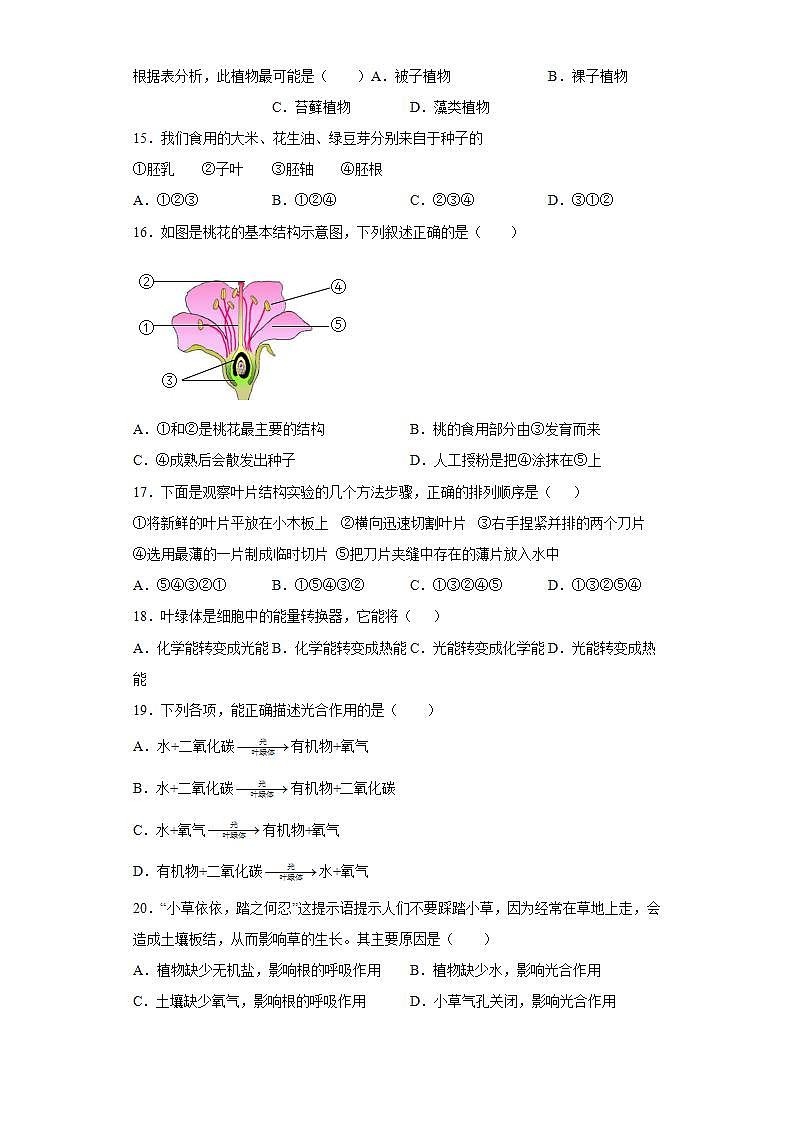河南省开封市兰考县2021-2022学年七年级上学期期末生物试题(word版含答案)03