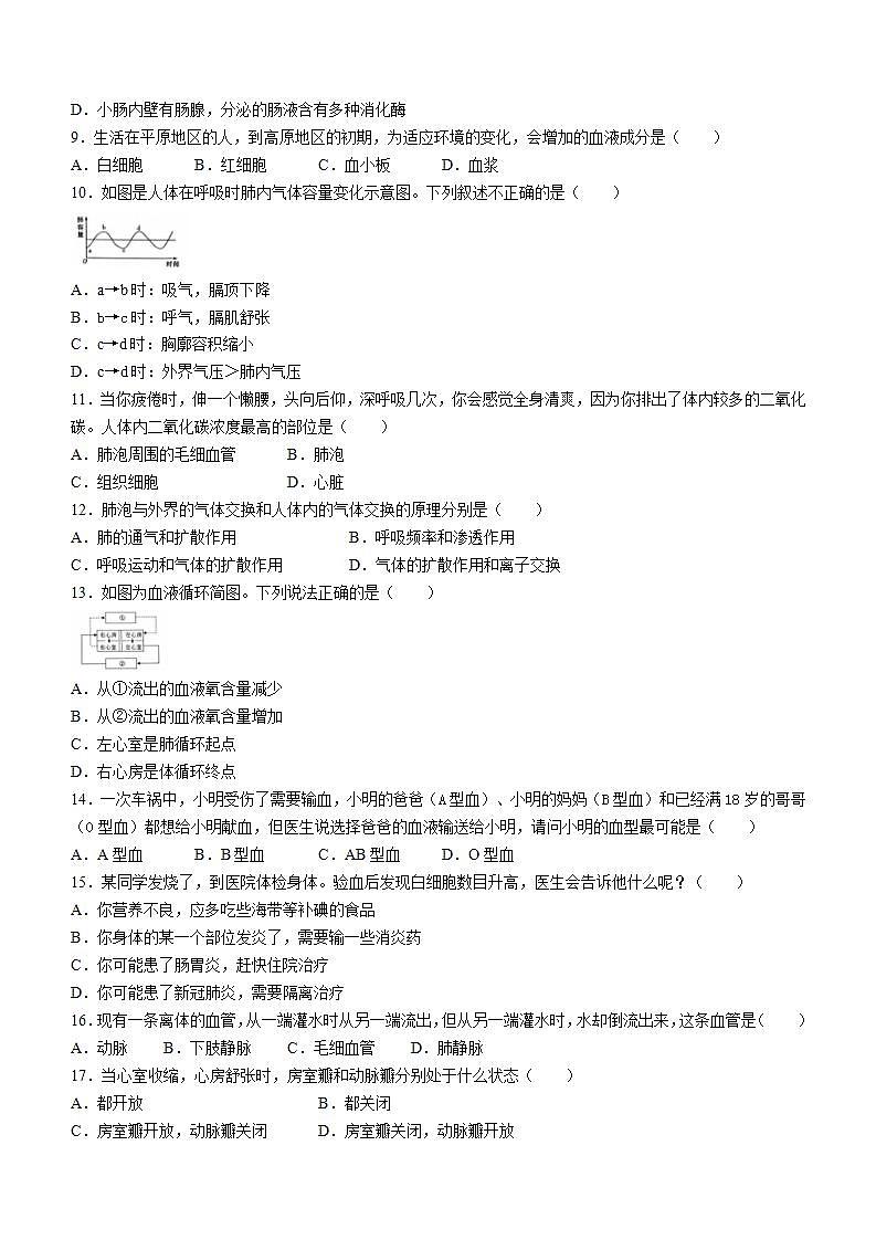 广东省茂名市高州市2021-2022学年七年级下学期期末生物试题(word版含答案)第2页