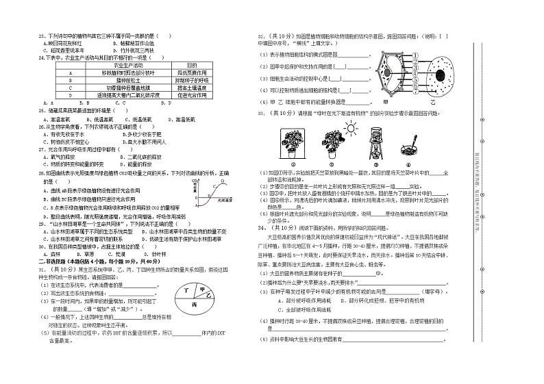 湖南省衡阳市耒阳市2021-2022学年七年级上学期期末教学质量检测生物试题(word版含答案)第2页