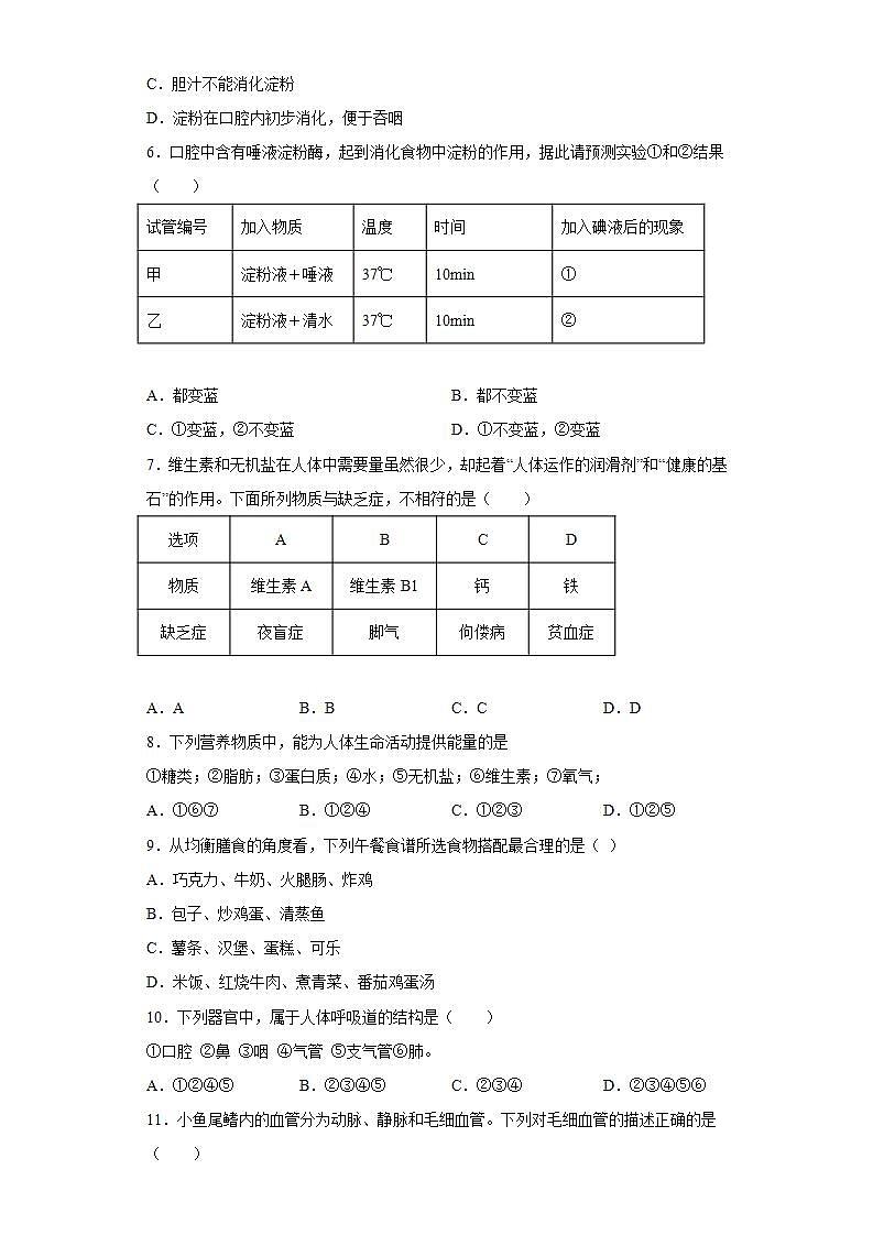 湖南省邵阳市新邵县2021-2022学年七年级下学期期末生物试题(word版含答案)第2页