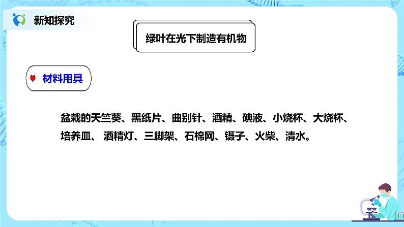 人教新版生物七年级上册《绿色植物是生物圈中有机物的制造者》课件+教案+练习05