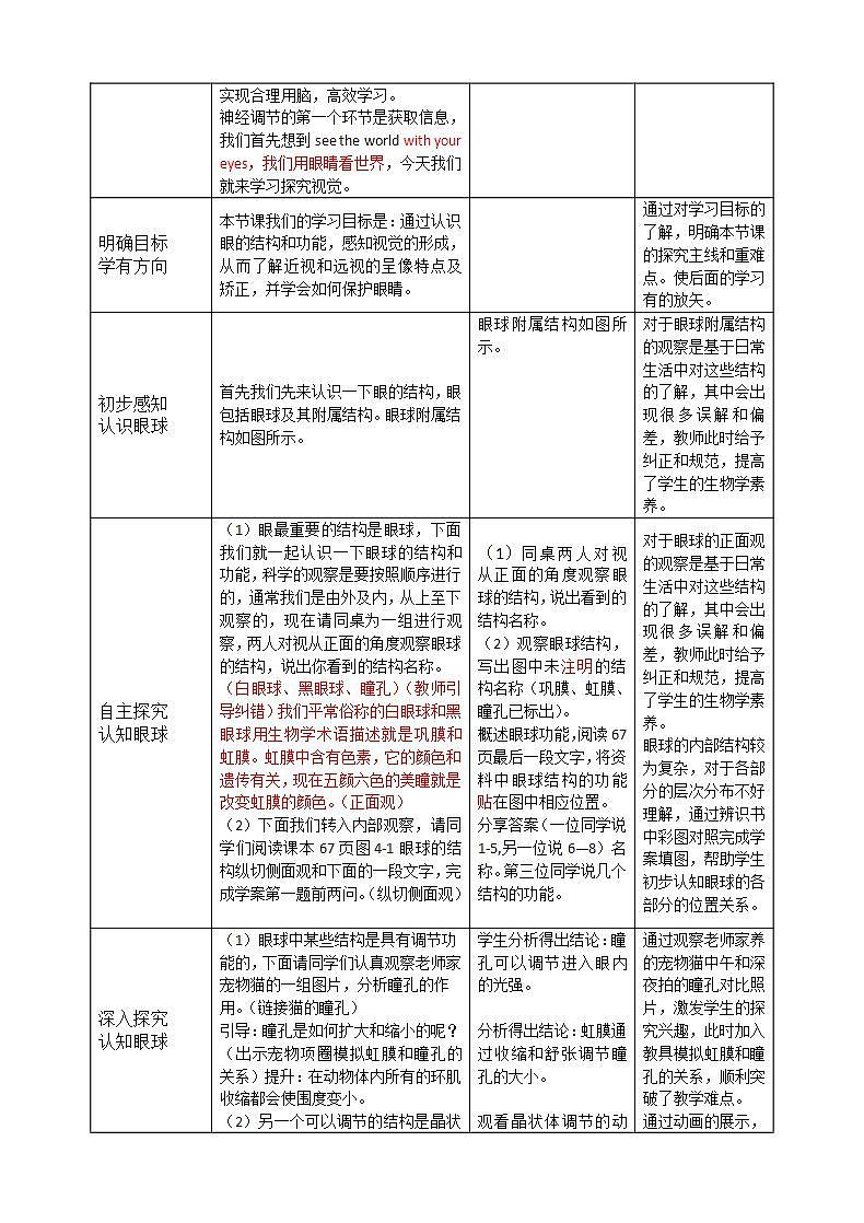 苏科版八年级上册生物 16.2人体对信息的感知 教案02