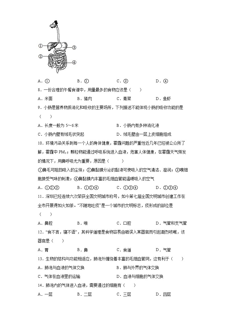 广东省深圳市龙华区2021-2022学年七年级下学期期末生物试题(word版含答案)第2页