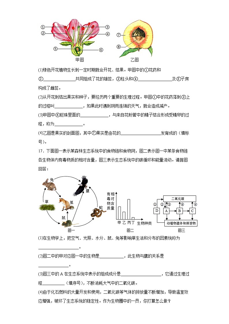 河南省信阳市潢川县2021-2022学年七年级上学期期末生物试题（A）(word版含答案)第3页