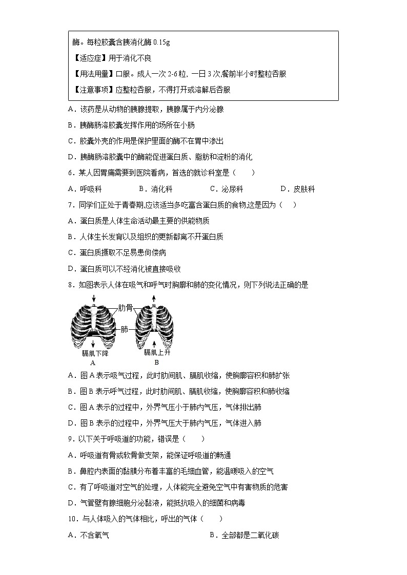 广东省江门市恩平市2021-2022学年七年级下学期期末生物试题(word版含答案)02